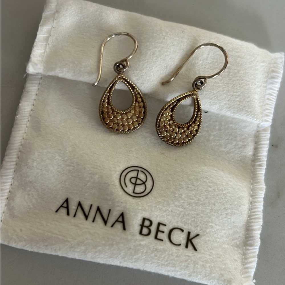 Anna Beck Gold Textured Teardrop Earrings